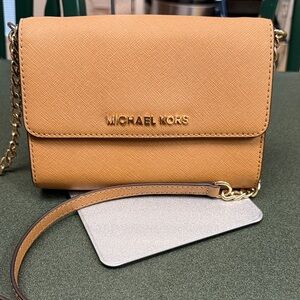 Michael Kors Brown Crossbody Wallet with Gold Accents NWOT